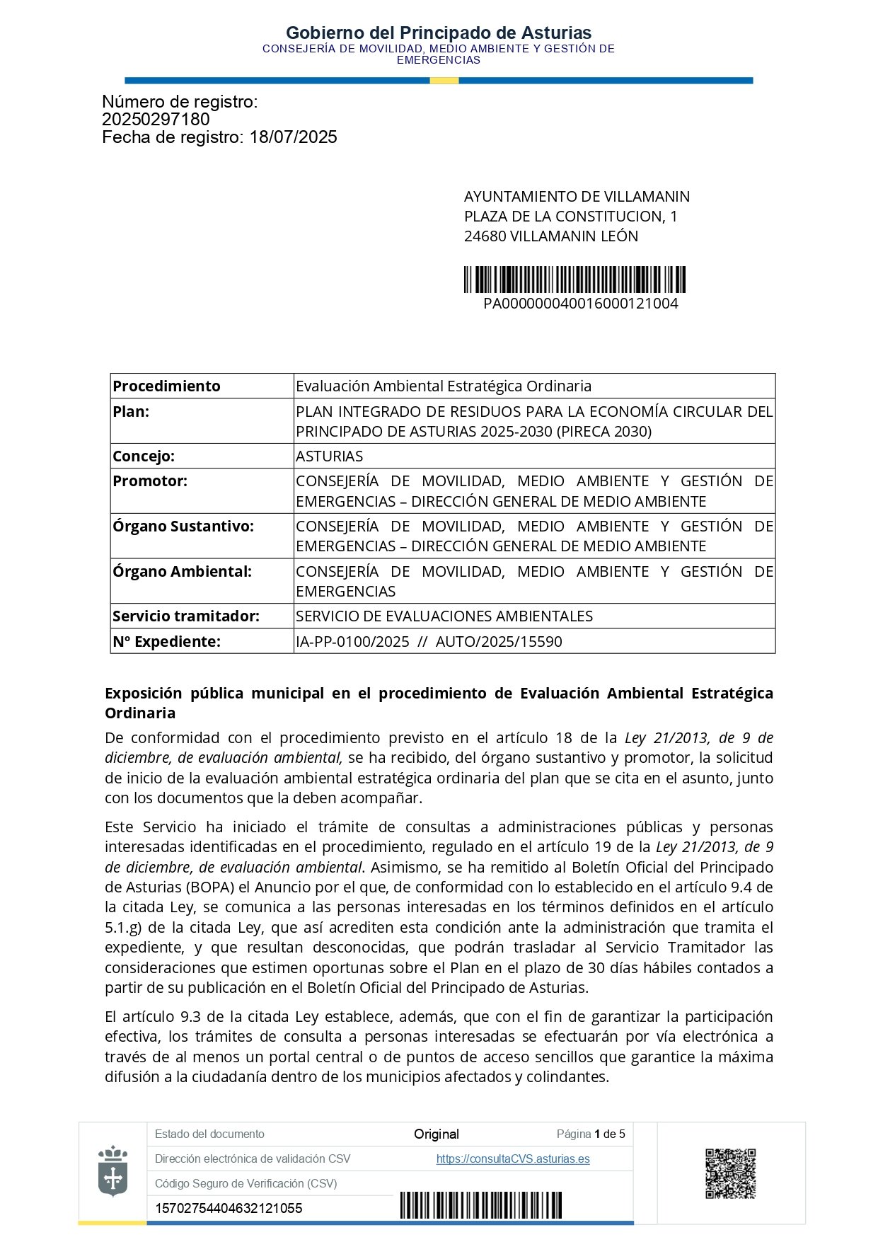 EVALUACION AMBIENTAL ESTRATEGICA ORDINARIA